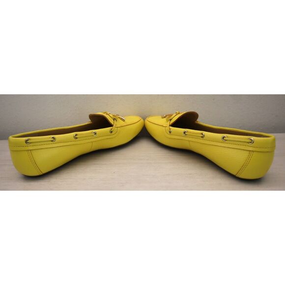 Talbots Women's Sz 8M Sunshine Yellow Becca Tie Soft Pebble Leather Flats - Picture 10 of 12